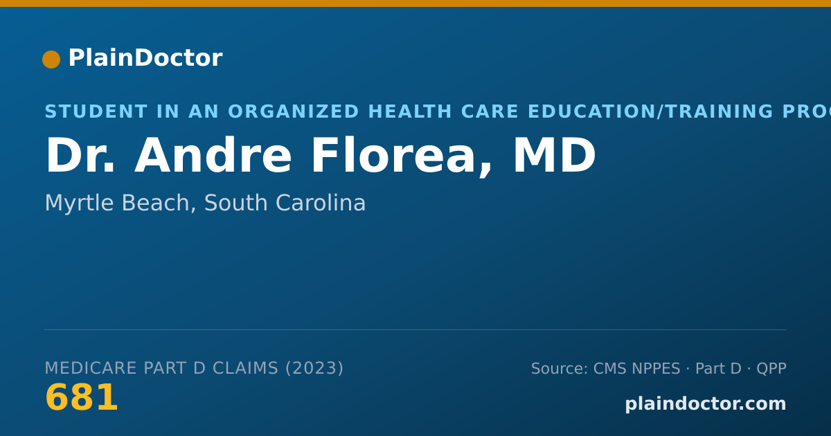 Shareable card for Andre Florea, MD - Student in an Organized Health Care Education/Training Program, Myrtle Beach, SC
