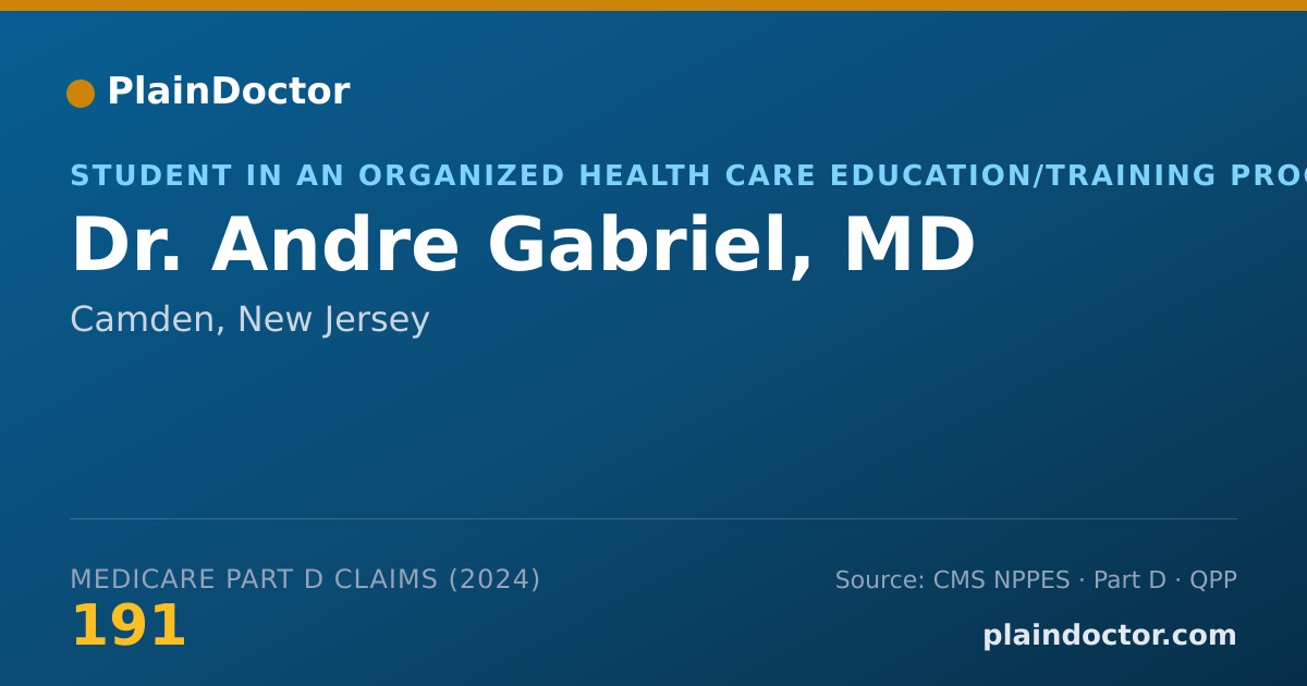 Shareable card for Andre Gabriel, MD - Student in an Organized Health Care Education/Training Program, Camden, NJ