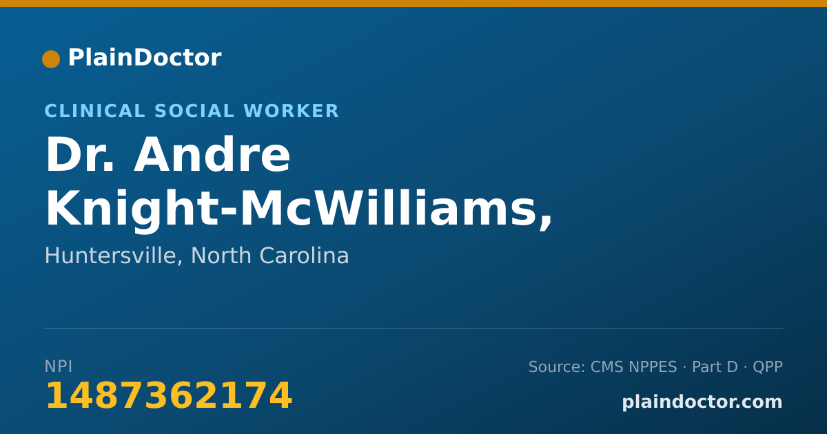 Shareable card for Andre Knight-McWilliams, MSW, LCSW-A - Clinical Social Worker, Huntersville, NC