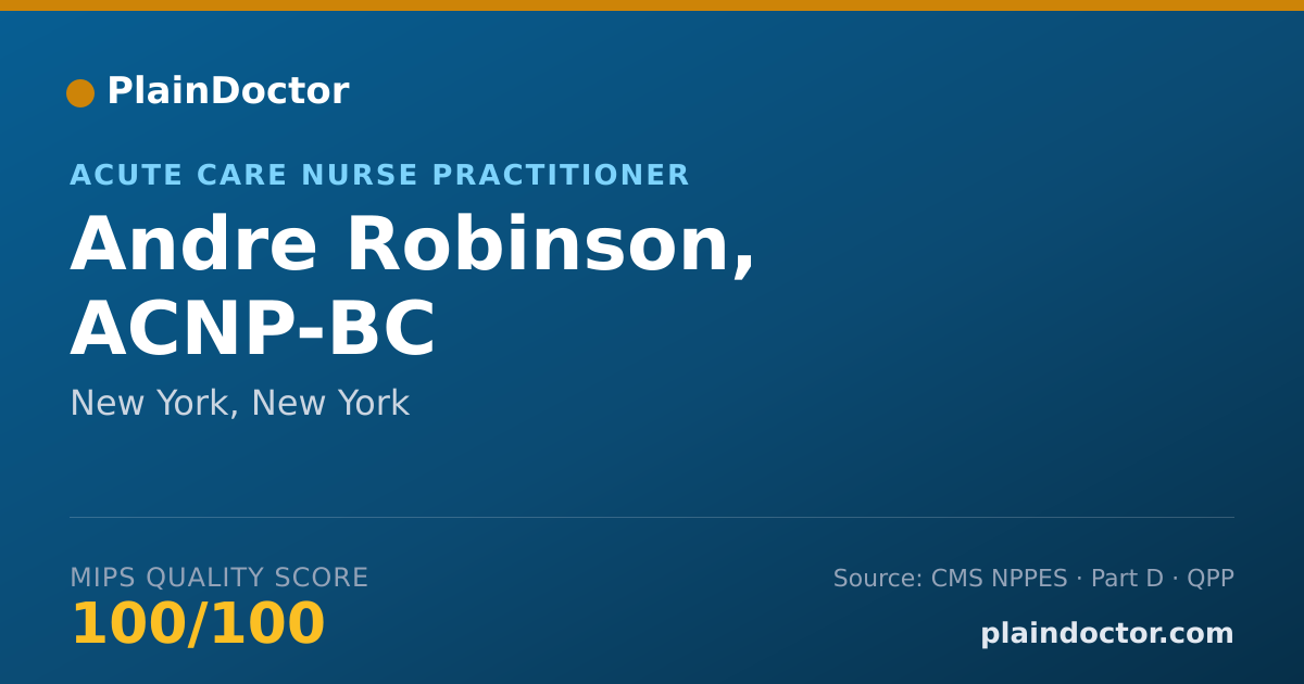 Shareable card for Andre Robinson, ACNP-BC - Acute Care Nurse Practitioner, New York, NY