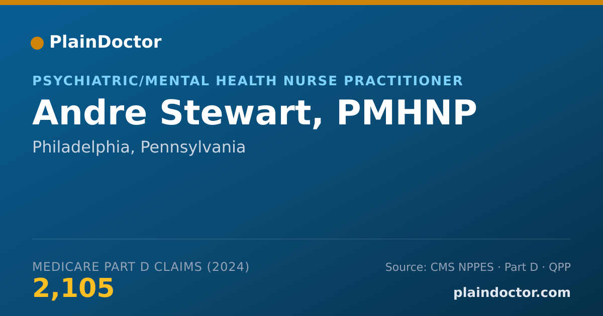 Shareable card for Andre Stewart, PMHNP - Psychiatric/Mental Health Nurse Practitioner, Philadelphia, PA