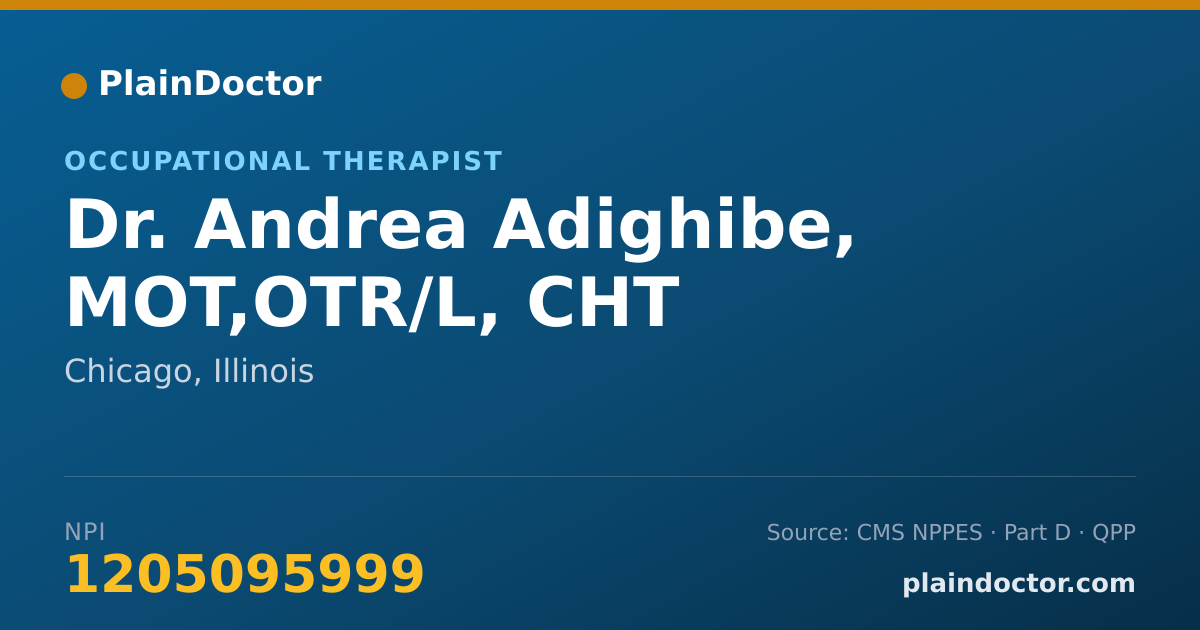Shareable card for Andrea Adighibe, MOT,OTR/L, CHT - Occupational Therapist, Chicago, IL
