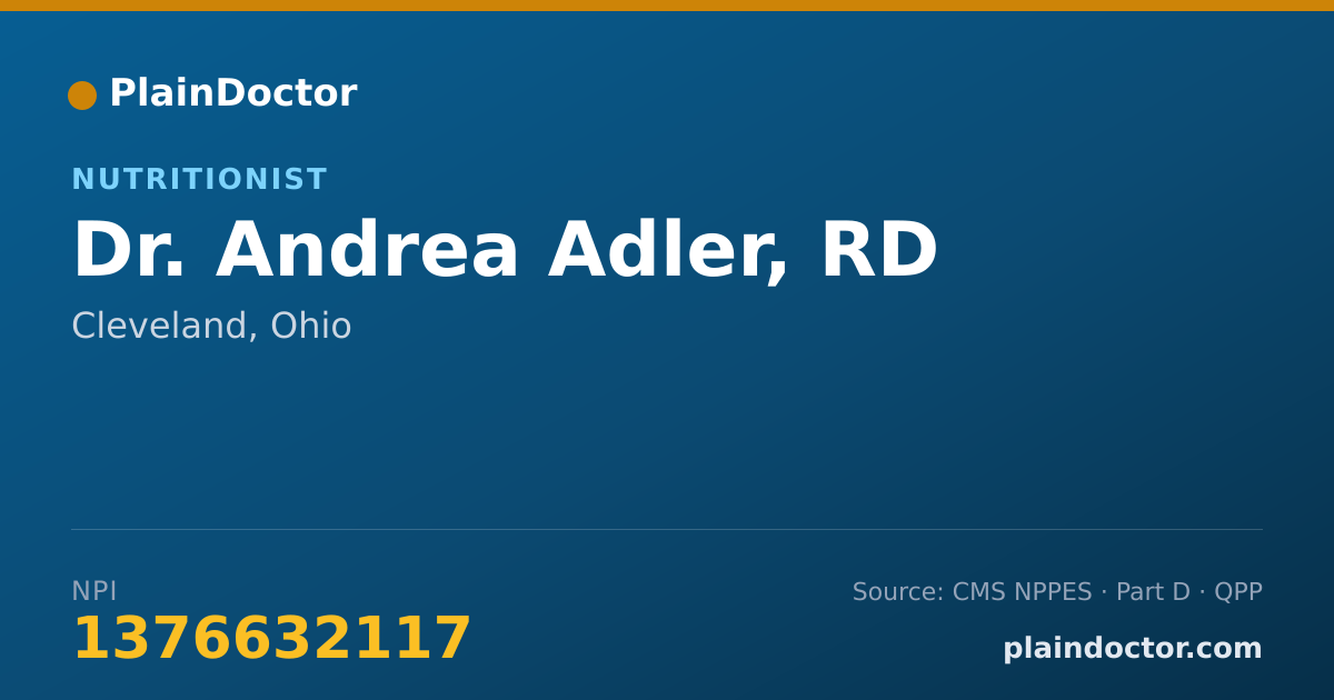 Shareable card for Andrea Adler, RD - Nutritionist, Cleveland, OH