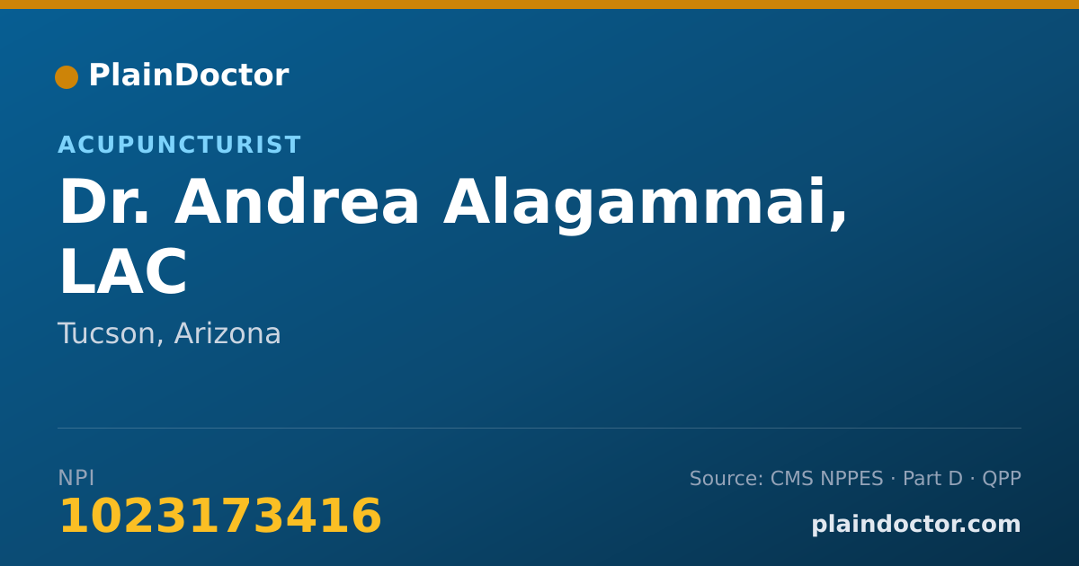 Shareable card for Andrea Alagammai, LAC - Acupuncturist, Tucson, AZ