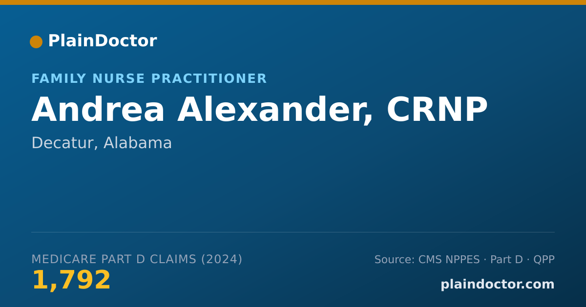 Shareable card for Andrea Alexander, CRNP - Family Nurse Practitioner, Decatur, AL