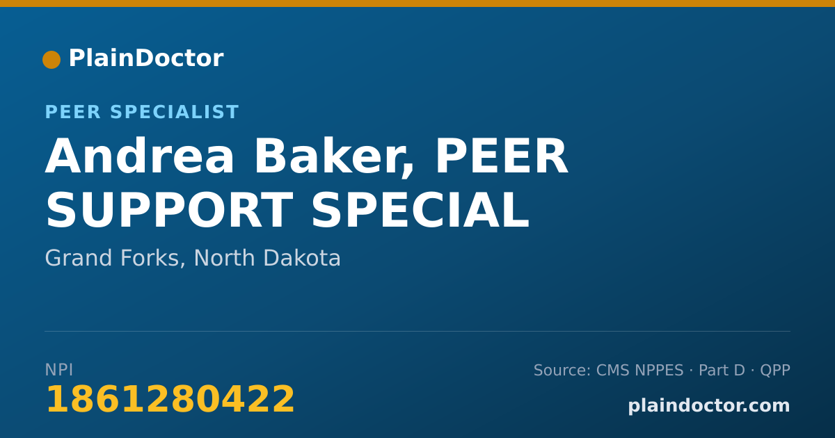 Shareable card for Andrea Baker, PEER SUPPORT SPECIAL - Peer Specialist, Grand Forks, ND