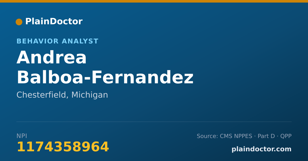 Shareable card for Andrea Balboa-Fernandez - Behavior Analyst, Chesterfield, MI