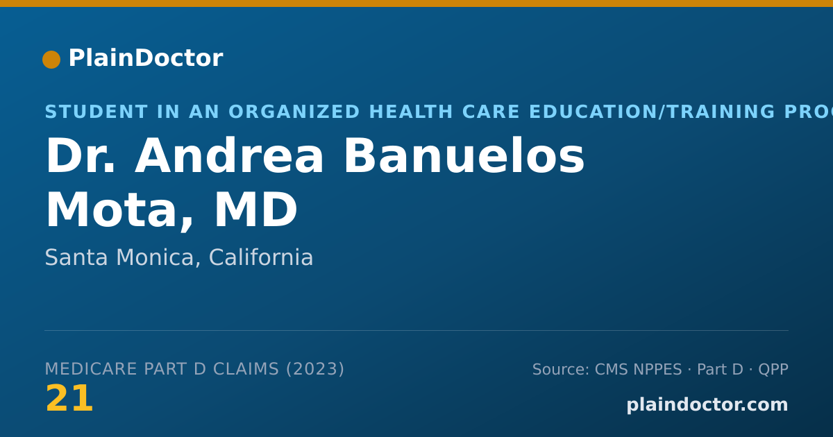 Shareable card for Andrea Banuelos Mota, MD - Student in an Organized Health Care Education/Training Program, Santa Monica, CA
