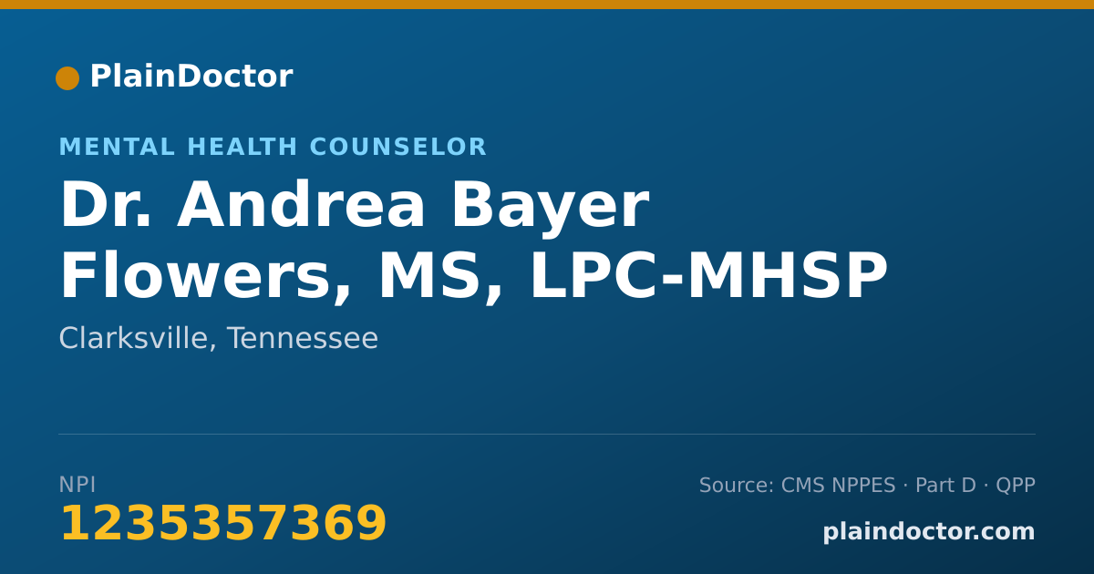 Shareable card for Andrea Bayer Flowers, MS, LPC-MHSP - Mental Health Counselor, Clarksville, TN