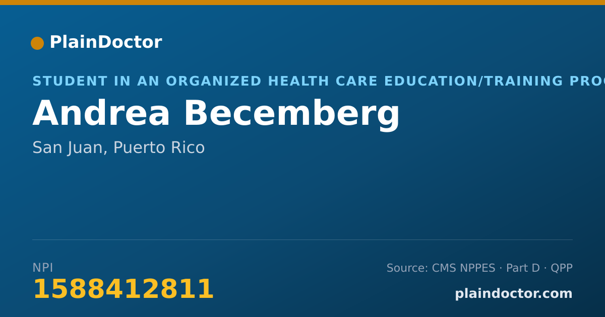 Shareable card for Andrea Becemberg - Student in an Organized Health Care Education/Training Program, San Juan, PR