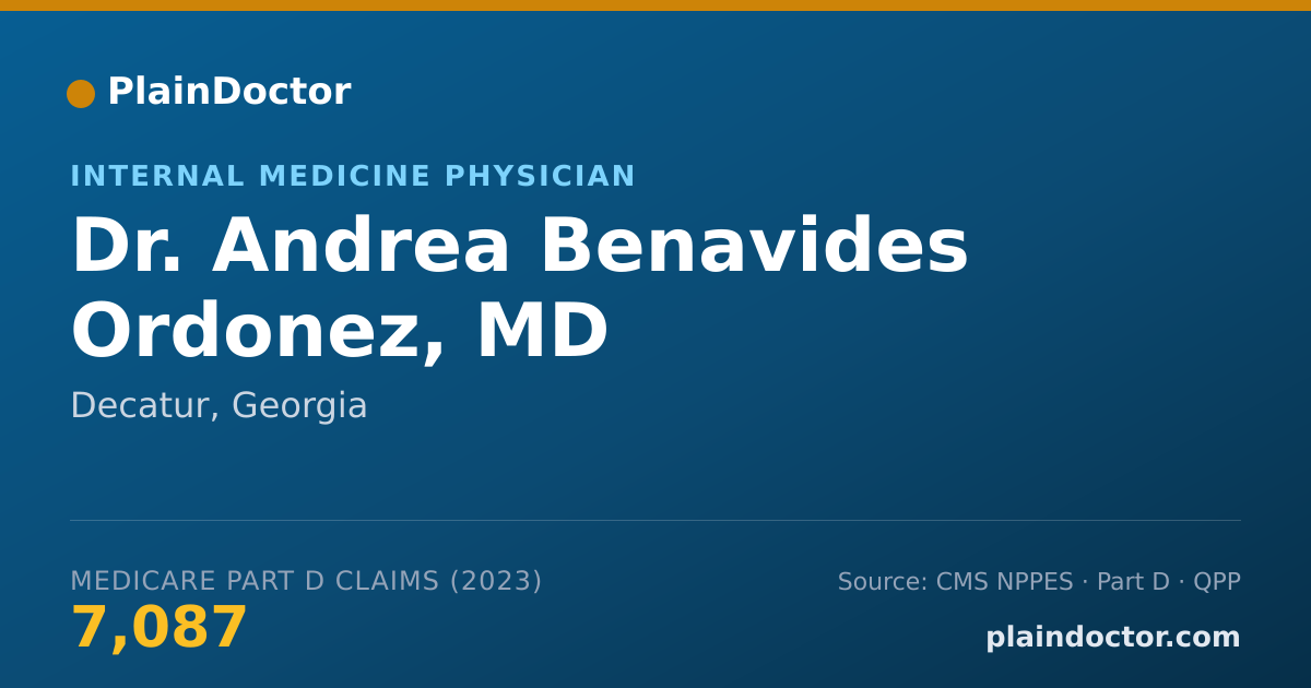 Shareable card for Andrea Benavides Ordonez, MD - Internal Medicine Physician, Decatur, GA