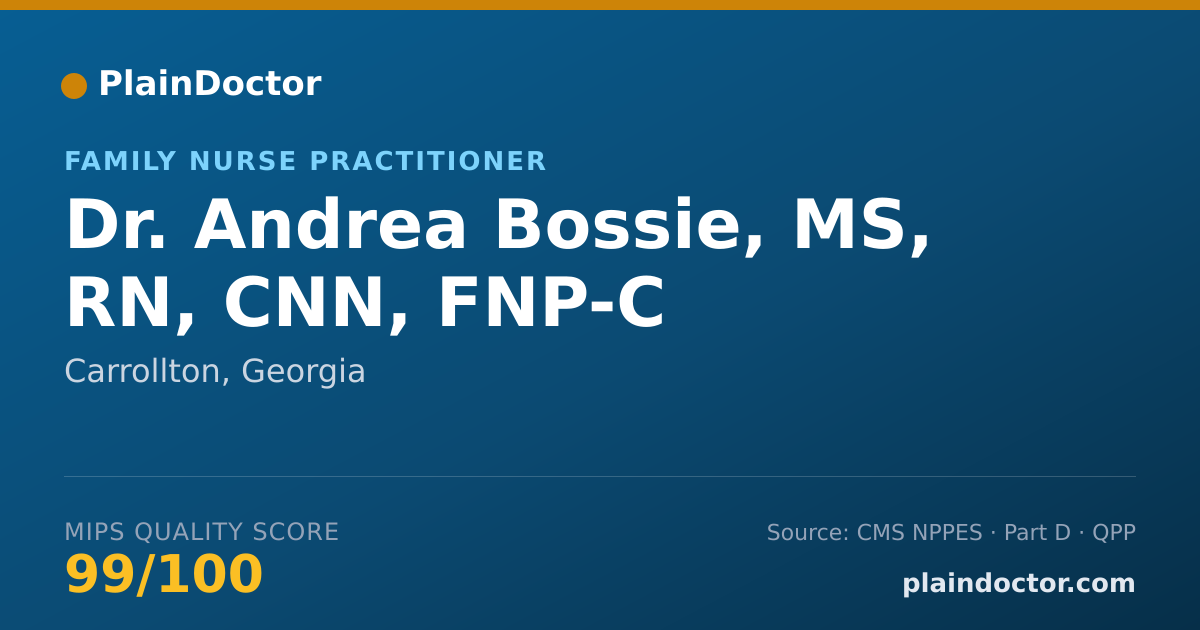 Shareable card for Andrea Bossie, MS, RN, CNN, FNP-C - Family Nurse Practitioner, Carrollton, GA