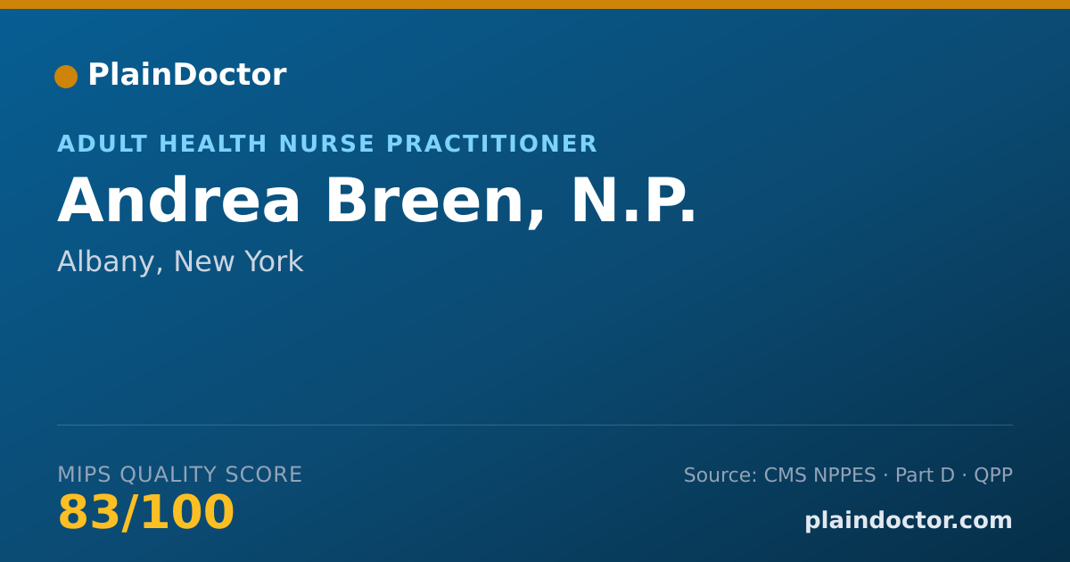 Shareable card for Andrea Breen, N.P. - Adult Health Nurse Practitioner, Albany, NY