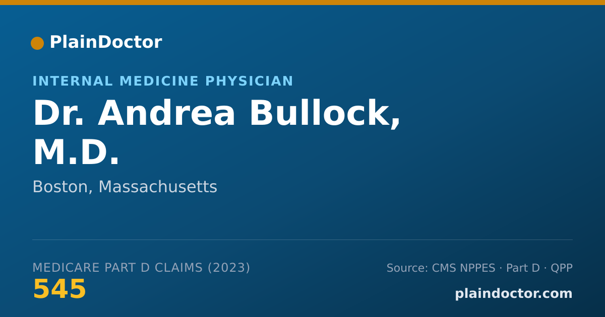 Shareable card for Andrea Bullock, M.D. - Internal Medicine Physician, Boston, MA