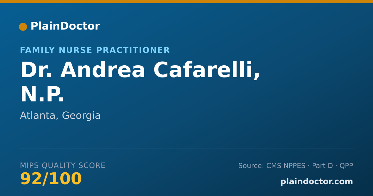 Shareable card for Andrea Cafarelli, N.P. - Family Nurse Practitioner, Atlanta, GA