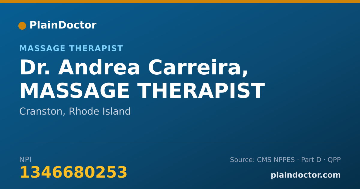 Shareable card for Andrea Carreira, MASSAGE THERAPIST - Massage Therapist, Cranston, RI
