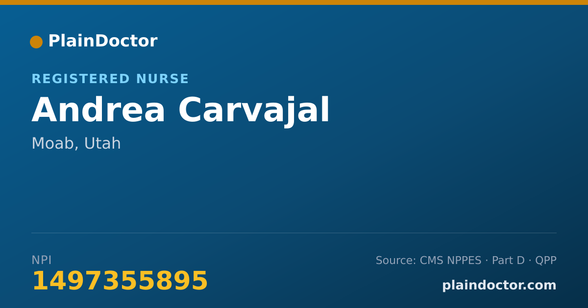 Shareable card for Andrea Carvajal - Registered Nurse, Moab, UT