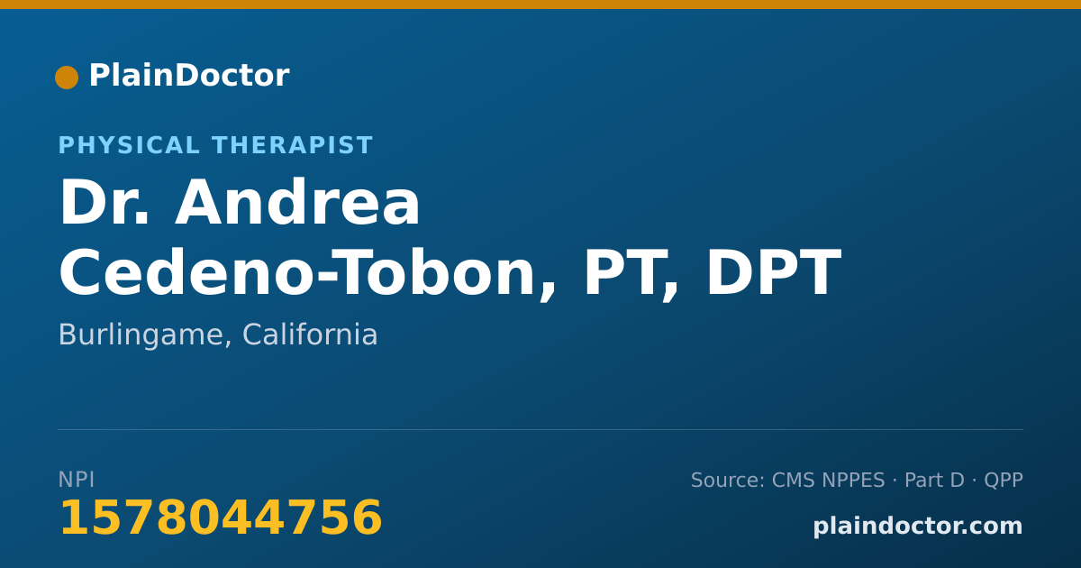 Shareable card for Andrea Cedeno-Tobon, PT, DPT - Physical Therapist, Burlingame, CA