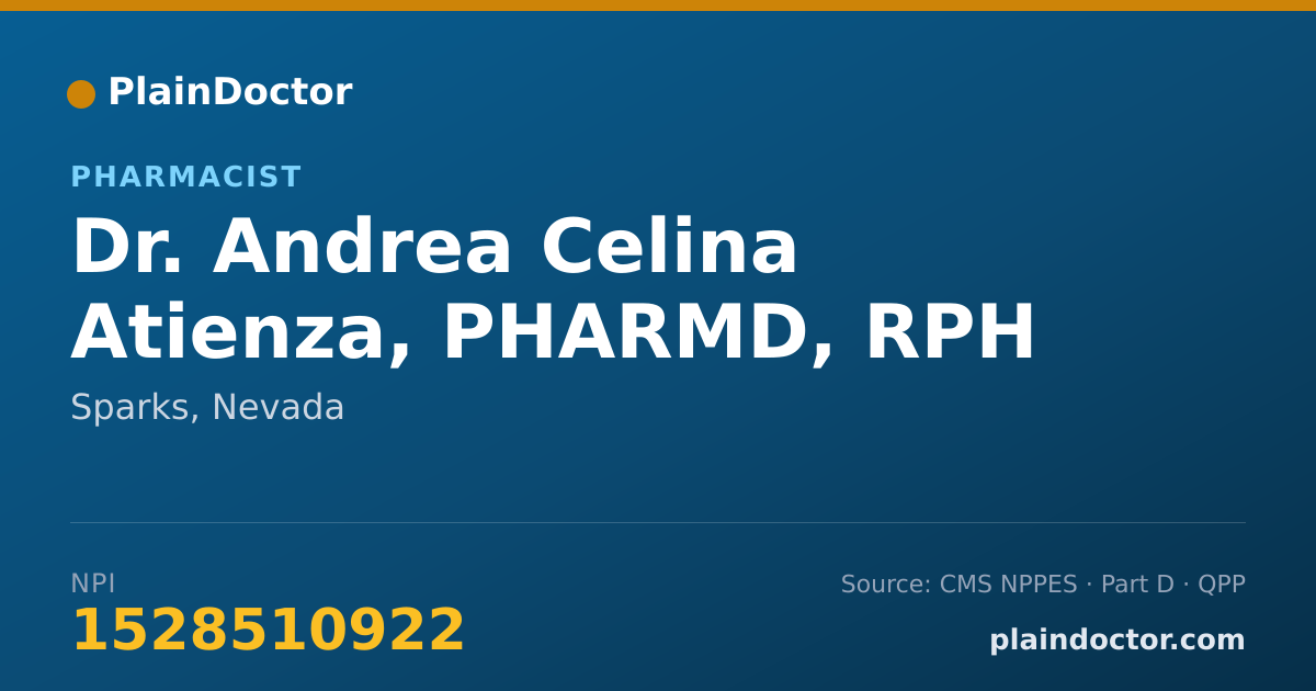Shareable card for Andrea Celina Atienza, PHARMD, RPH - Pharmacist, Sparks, NV