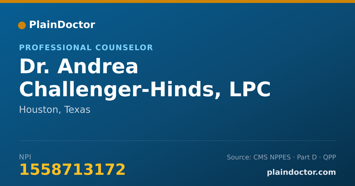 Shareable card for Andrea Challenger-Hinds, LPC - Professional Counselor, Houston, TX