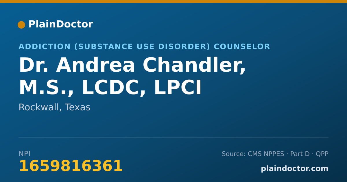 Shareable card for Andrea Chandler, M.S., LCDC, LPCI - Addiction (Substance Use Disorder) Counselor, Rockwall, TX