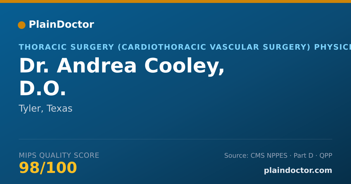 Shareable card for Andrea Cooley, D.O. - Thoracic Surgery (Cardiothoracic Vascular Surgery) Physician, Tyler, TX