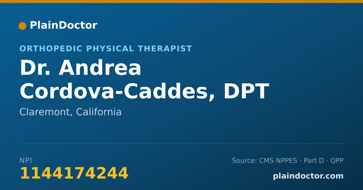 Shareable card for Andrea Cordova-Caddes, DPT - Orthopedic Physical Therapist, Claremont, CA