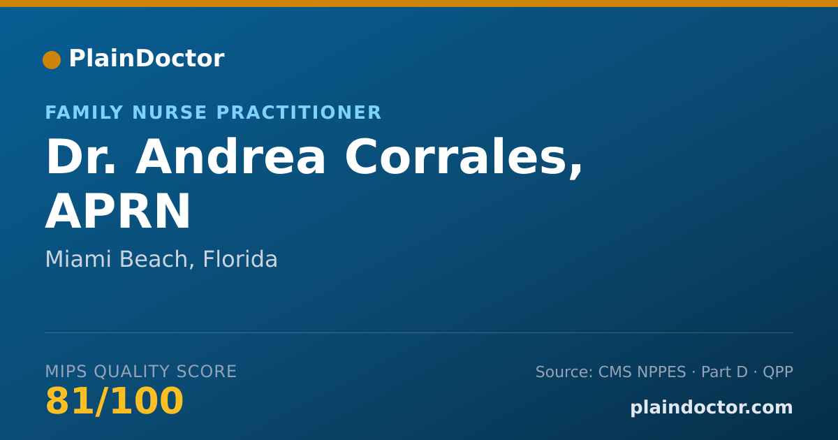 Shareable card for Andrea Corrales, APRN - Family Nurse Practitioner, Miami Beach, FL