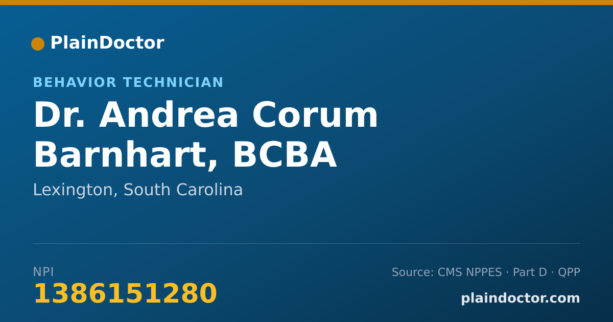 Shareable card for Andrea Corum Barnhart, BCBA - Behavior Technician, Lexington, SC