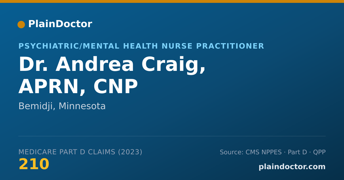 Shareable card for Andrea Craig, APRN, CNP - Psychiatric/Mental Health Nurse Practitioner, Bemidji, MN