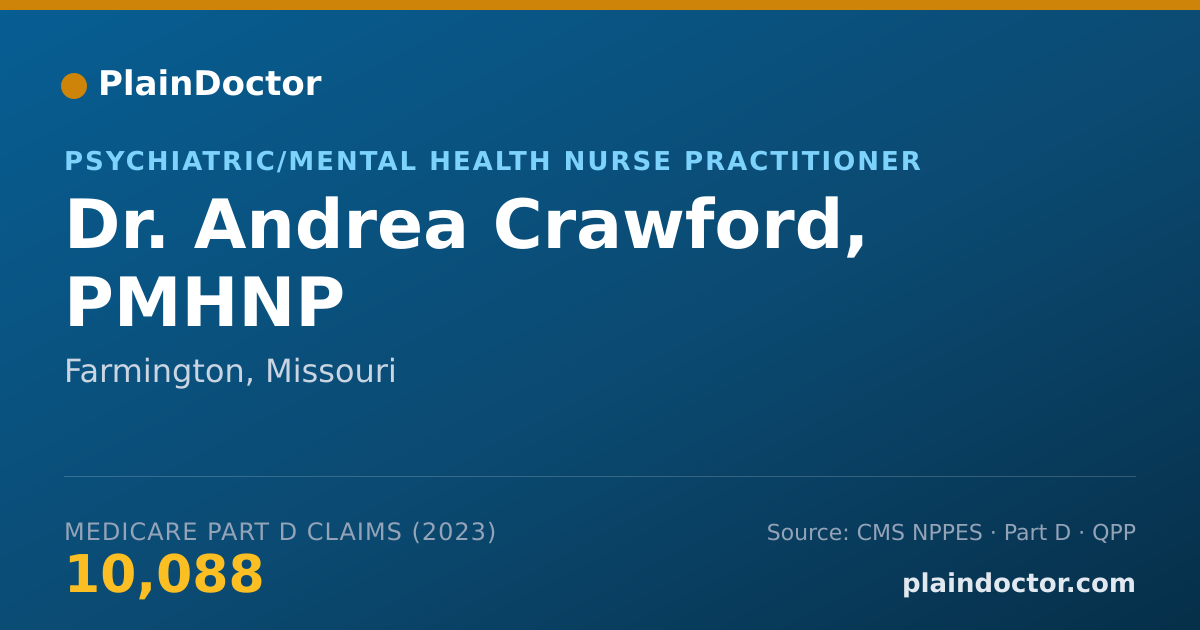 Shareable card for Andrea Crawford, PMHNP - Psychiatric/Mental Health Nurse Practitioner, Farmington, MO