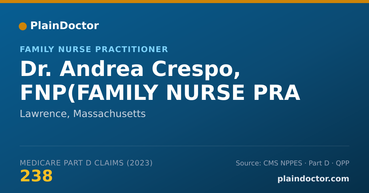 Shareable card for Andrea Crespo, FNP(FAMILY NURSE PRA - Family Nurse Practitioner, Lawrence, MA
