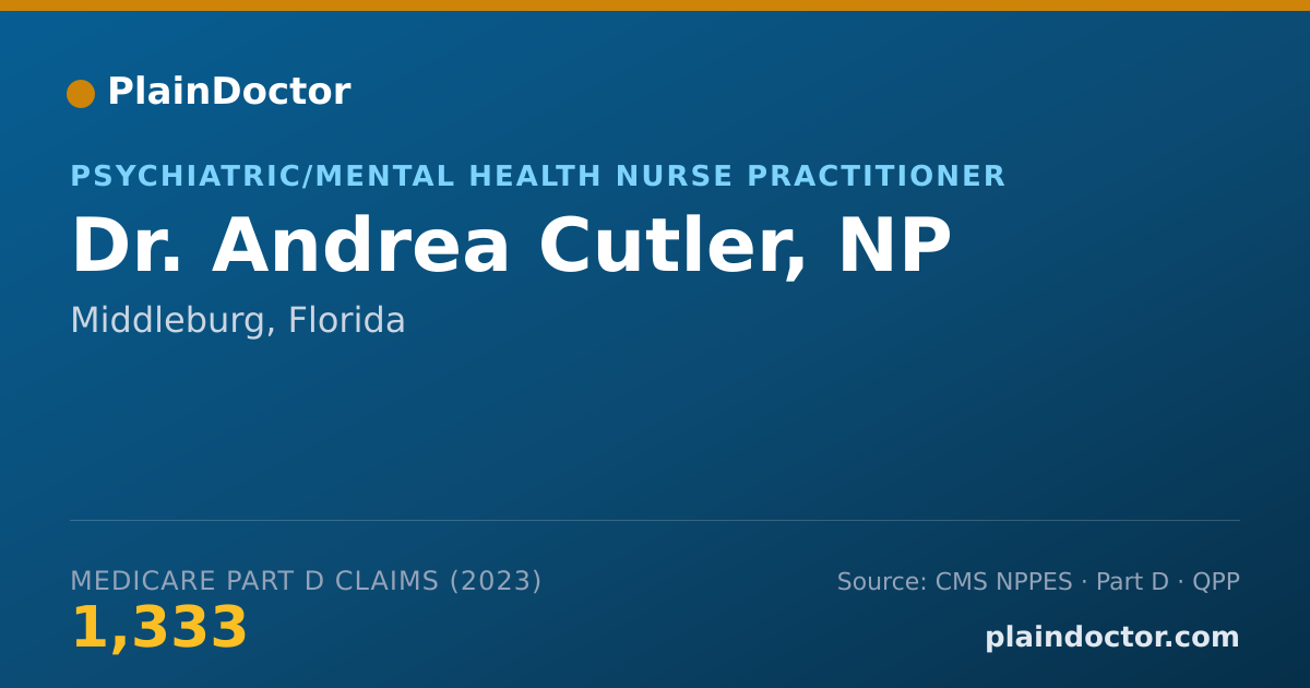 Shareable card for Andrea Cutler, NP - Psychiatric/Mental Health Nurse Practitioner, Middleburg, FL