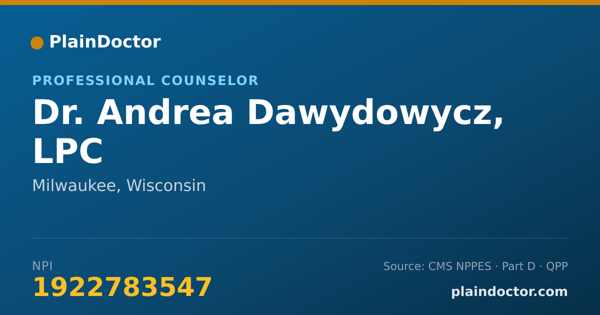 Shareable card for Andrea Dawydowycz, LPC - Professional Counselor, Milwaukee, WI