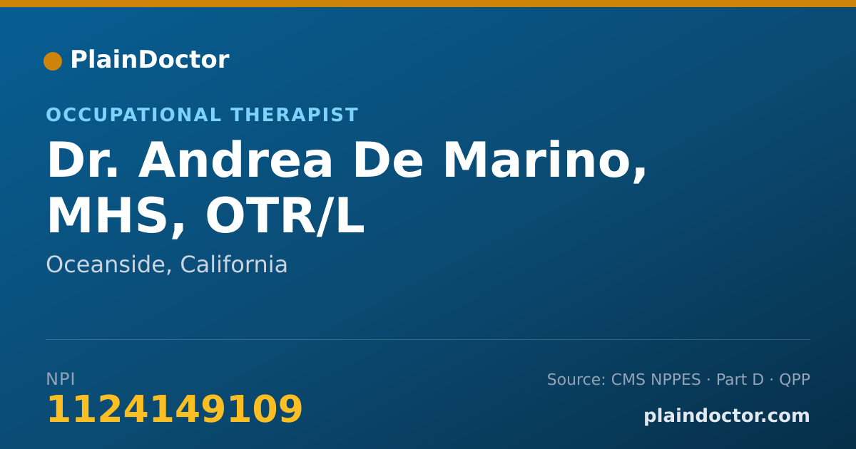 Shareable card for Andrea De Marino, MHS, OTR/L - Occupational Therapist, Oceanside, CA