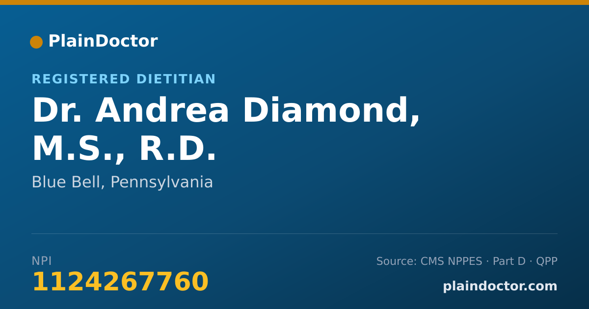 Shareable card for Andrea Diamond, M.S., R.D. - Registered Dietitian, Blue Bell, PA