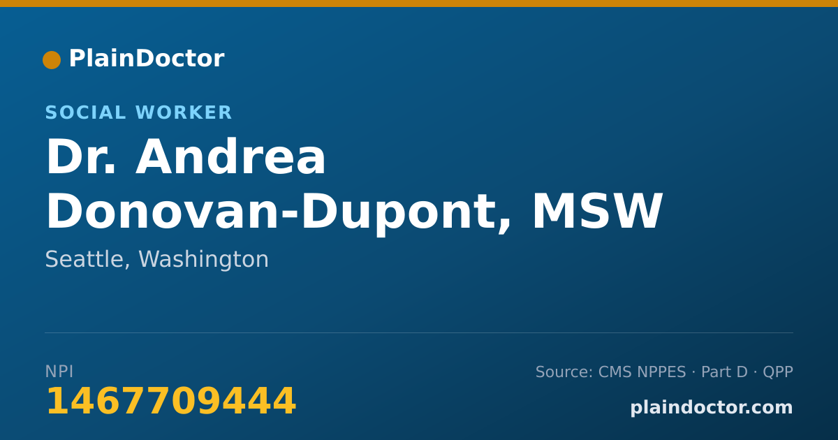 Shareable card for Andrea Donovan-Dupont, MSW - Social Worker, Seattle, WA