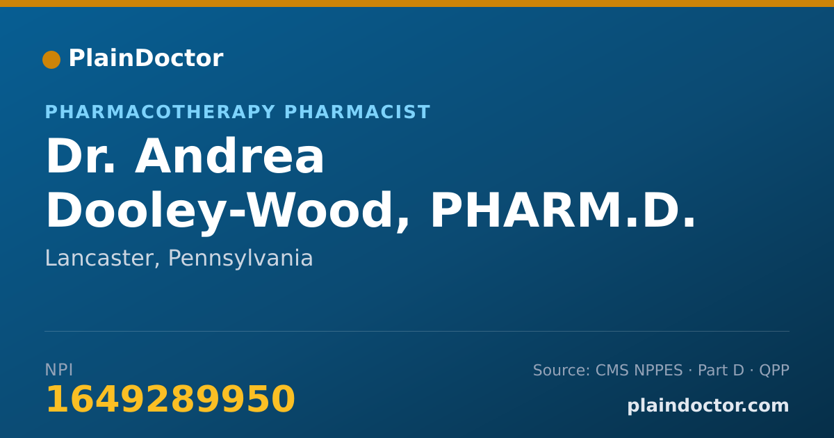 Shareable card for Andrea Dooley-Wood, PHARM.D. - Pharmacotherapy Pharmacist, Lancaster, PA