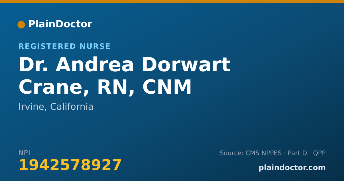 Shareable card for Andrea Dorwart Crane, RN, CNM - Registered Nurse, Irvine, CA