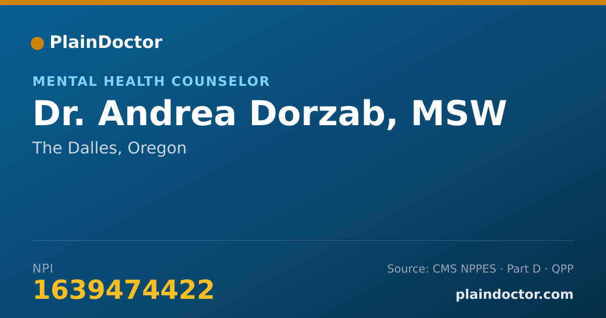 Shareable card for Andrea Dorzab, MSW - Mental Health Counselor, The Dalles, OR
