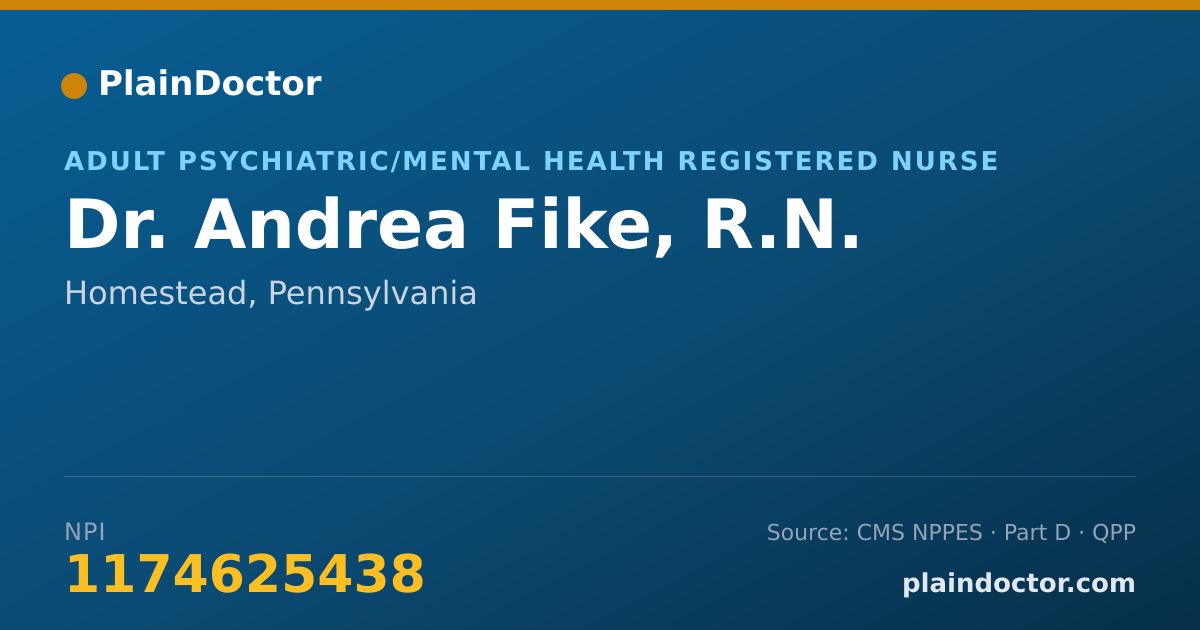 Shareable card for Andrea Fike, R.N. - Adult Psychiatric/Mental Health Registered Nurse, Homestead, PA