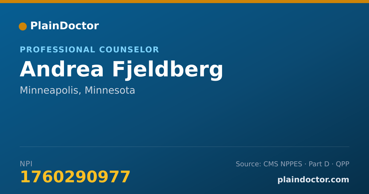 Shareable card for Andrea Fjeldberg - Professional Counselor, Minneapolis, MN
