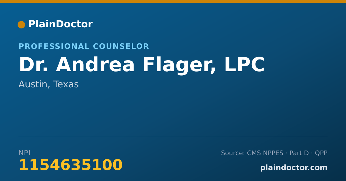 Shareable card for Andrea Flager, LPC - Professional Counselor, Austin, TX