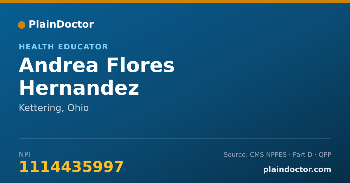Shareable card for Andrea Flores Hernandez - Health Educator, Kettering, OH