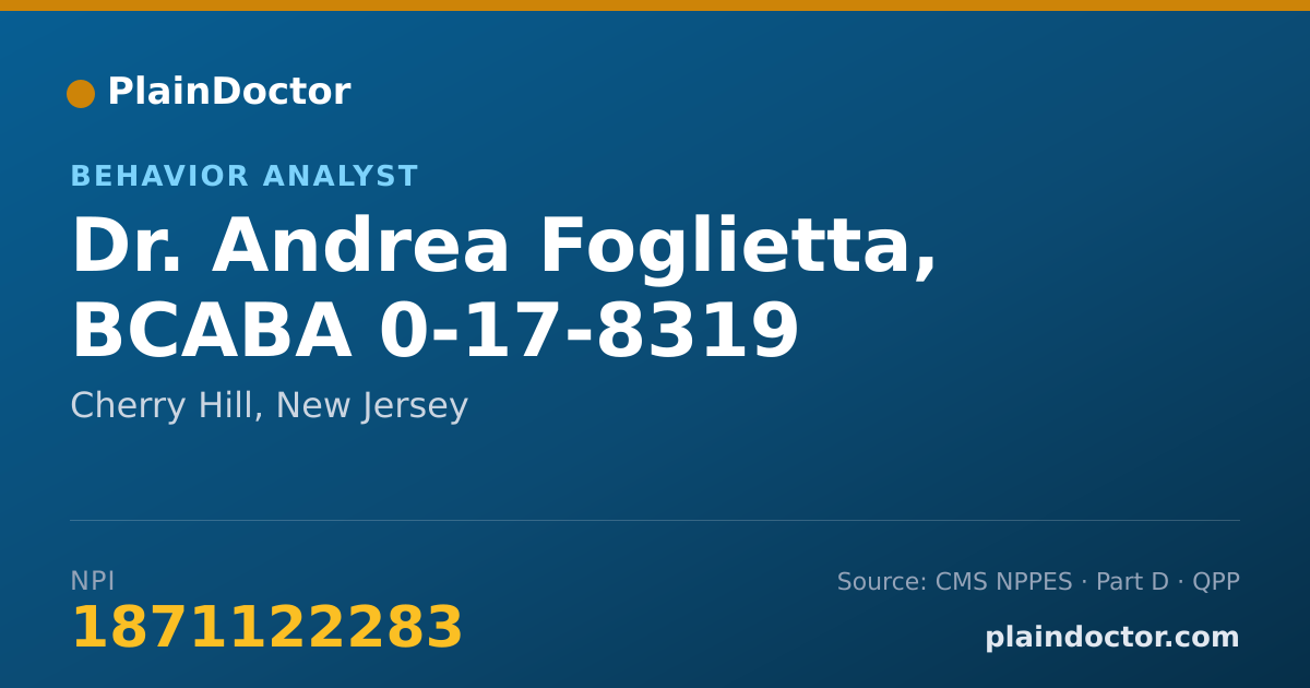 Shareable card for Andrea Foglietta, BCABA  0-17-8319 - Behavior Analyst, Cherry Hill, NJ