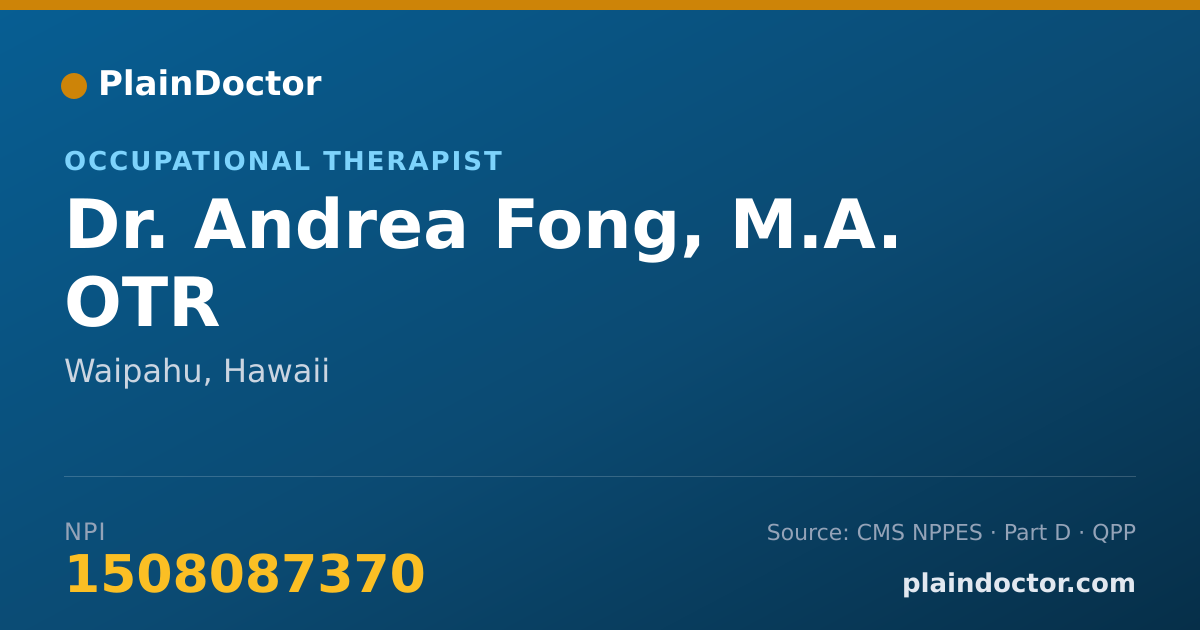 Shareable card for Andrea Fong, M.A. OTR - Occupational Therapist, Waipahu, HI