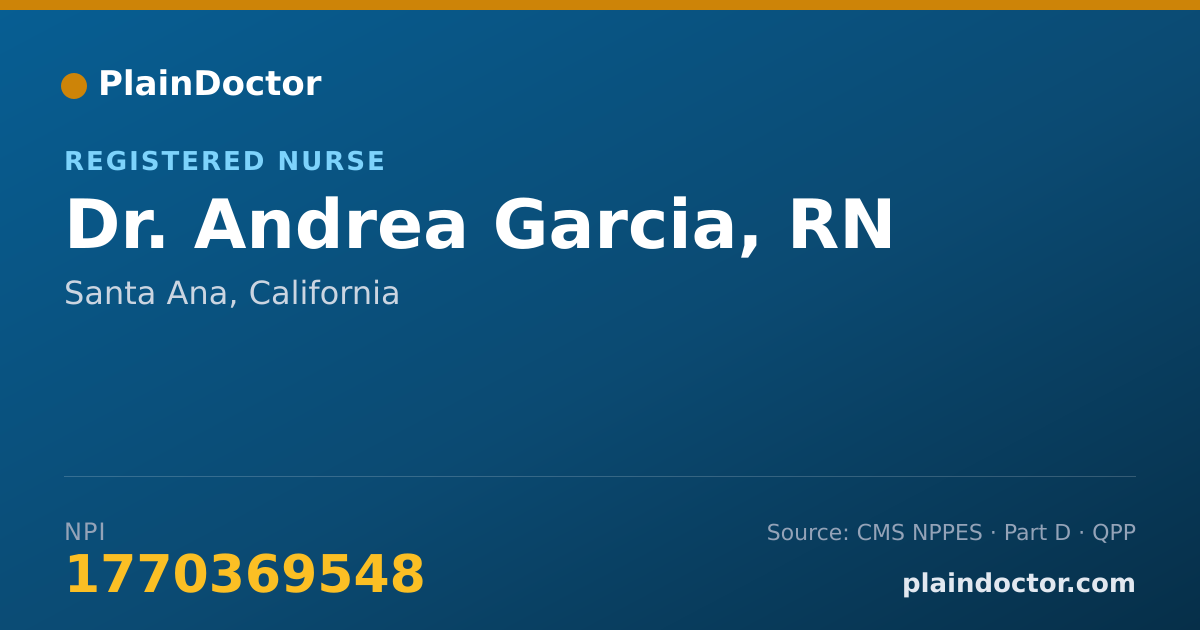 Shareable card for Andrea Garcia, RN - Registered Nurse, Santa Ana, CA