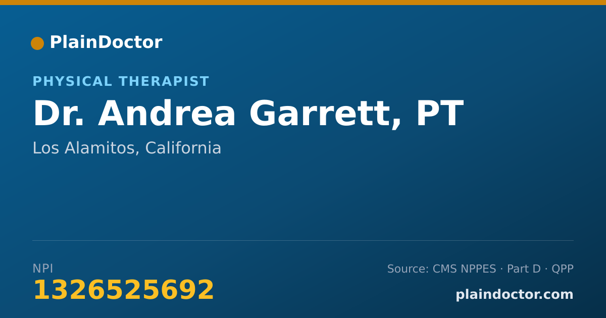 Shareable card for Andrea Garrett, PT - Physical Therapist, Los Alamitos, CA
