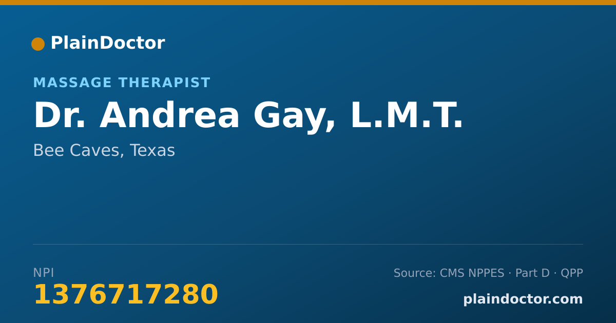 Shareable card for Andrea Gay, L.M.T. - Massage Therapist, Bee Caves, TX