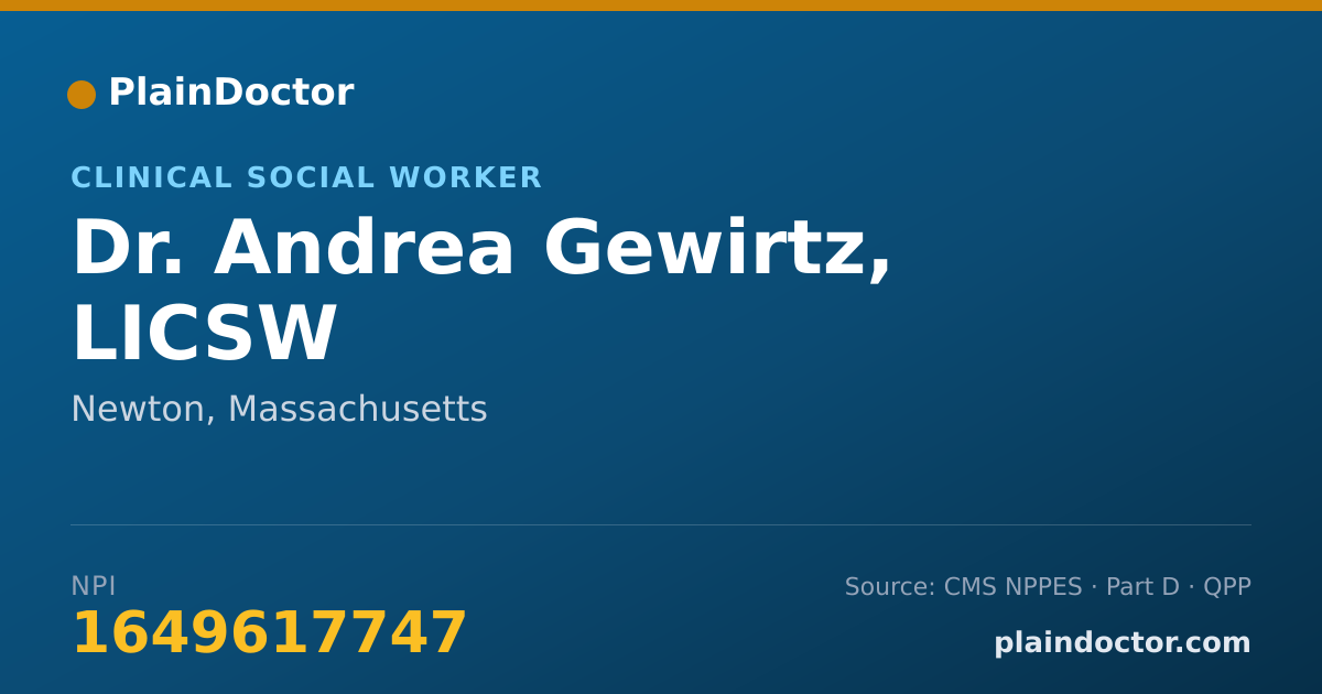 Shareable card for Andrea Gewirtz, LICSW - Clinical Social Worker, Newton, MA